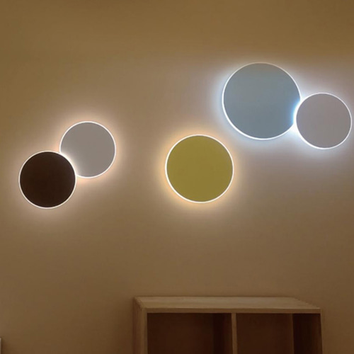 4가지 크기의 원형 페타스 LED 실내 인테리어 디자인 벽등 [화이트,다크브라운,옐로우,스카이블루]