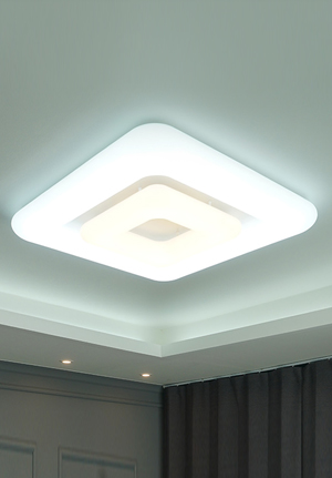 ON/OFF 스위치를 이용해 3가지 조명 색상 변환이 가능한 솔리드 LED 150W 거실등 천장등 [사각]