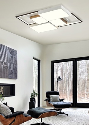 예쁜 디자인 포이베 LED 125W 거실등 천장등 아파트 주택 직사각 포인트 조명 화이트 다크브라운