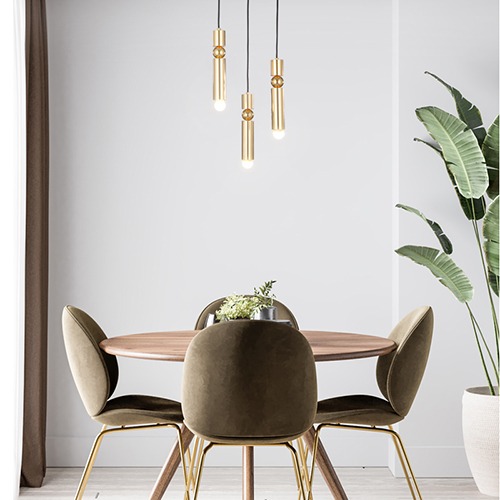 슬림한 원통 디자인의 피사 원형 3등 테이블 식탁등 포인트 모던한 전등 탁자 펜던트 조명 골드
