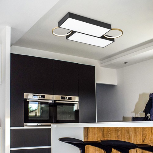 모던하고 심플한 디자인 레아 LED 125W 거실등 아파트 주택 천장등 직사각 조명 블랙 화이트 골드